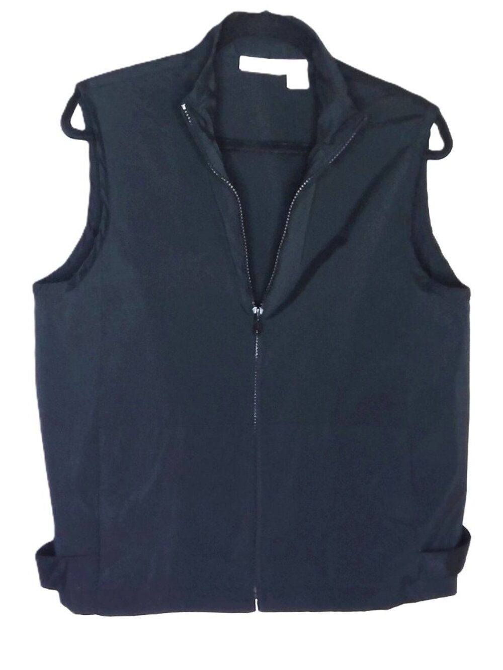 J. Jill Black Vest Lightweight Full Zip Stretch Nylon Taffeta Front Pockets Sz M